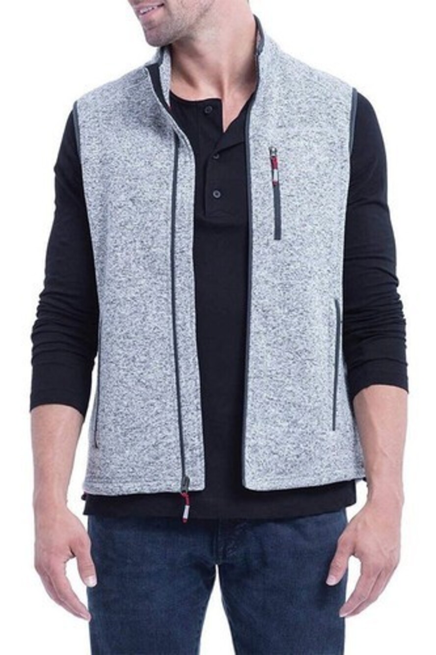 NWOT Orvis Denali Sweater Fleece Vest Mens XL Gray Black Full Zip Hiking Outdoor